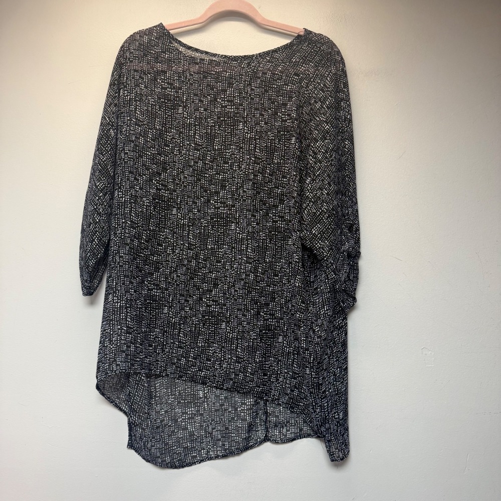 Clara Sunwoo Tunic Top Womens XL Black White Excellent High Low Abstract Dot